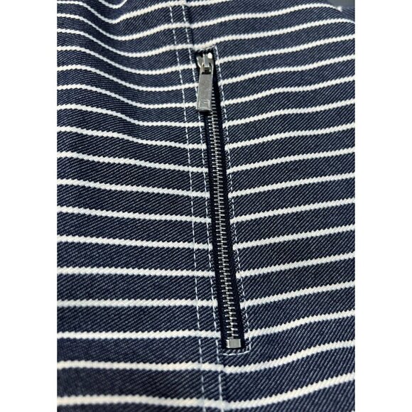 Lafayette 148 Sz 12 Blue Striped Moto Blazer Jacket l Full Zip Up Womens - Picture 3 of 12